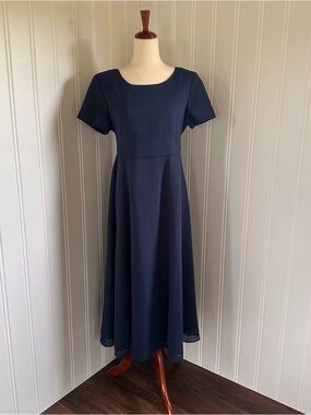 Vintage Von Bramlett Navy Formal Maxi Dress Size 18 |